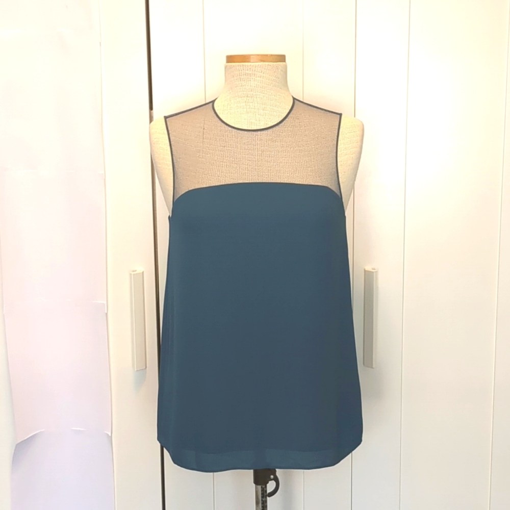 Babaton Sheer Mesh Top Blue Tank Top